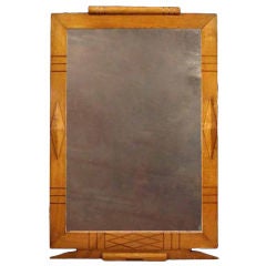 Grand Scale Art Deco Oak Mirror, circa 1940