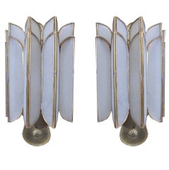 Fine Pair Art Deco Frosted Glass Sconces. Circa 1935