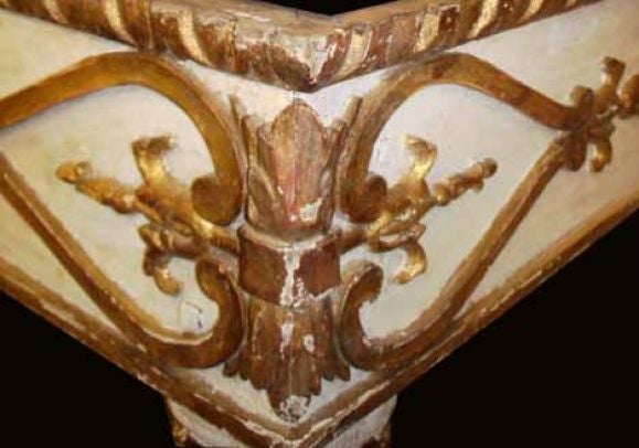 Pair Italian Neoclassical Gilt Console tables . 19Th C 3