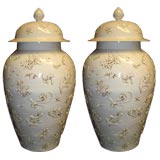 Pair Of Blanc de Chine Vases With Covers. Early 20th C