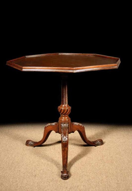 George III Carved Mahogany Tilt Top Tripod Table. Circa 1750