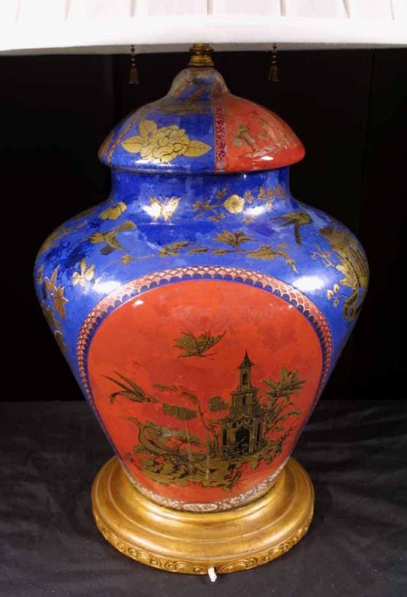 19th Century Decalcomania Vase / Lamp. English, Circa 1860
