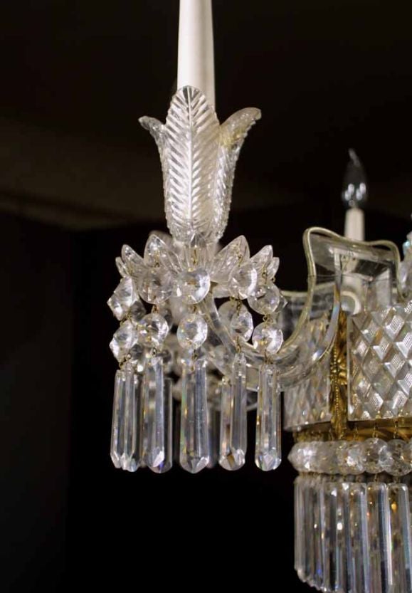 English Regency Cut Glass Eight Light Chandelier. 19th C