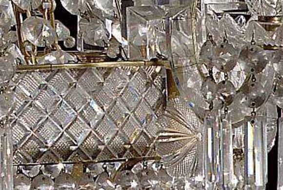 Metal Regency Cut Glass Eight Light Chandelier. 19th C