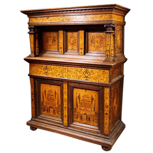 Baroque Marquetry Court Cupboard, German, circa 1600 For Sale