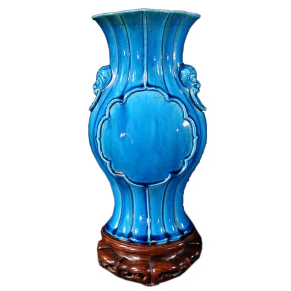 Chinese Porcelain Fluted Vase. 18th Century