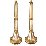 Pair Ormolu and Porcelain Lamps. Late 19th C