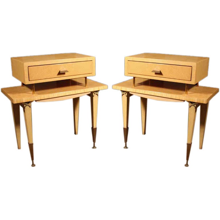 Pair of Mid-Century Two-Tiered Occasional Tables, French, circa 1950 For Sale