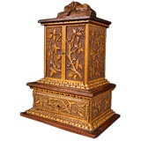 Antique Swiss Carved Miniature Cabinet. C 1880