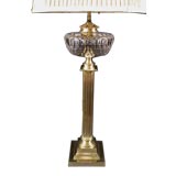 Empire Brass Column Oil Lamp by Messenger. Circa 1880