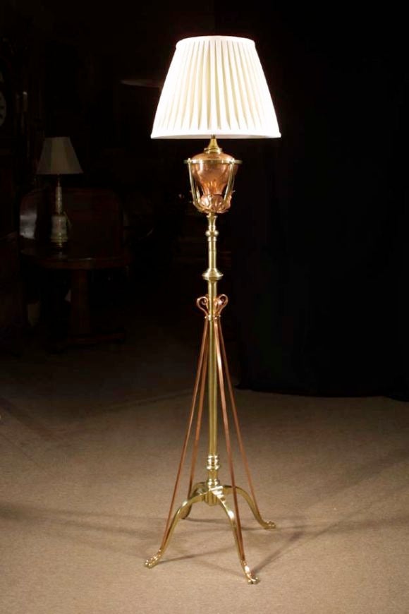 19th Century Arts and Crafts Copper Standing Lamp by Benson