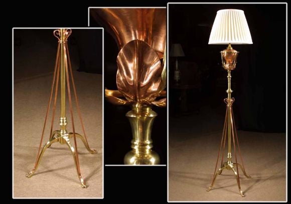 Arts and Crafts Copper Standing Lamp by Benson 1