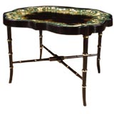 Antique Victorian Painted Tole Tray Table. Circa 1840
