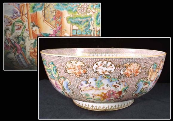 18th Century and Earlier Fine Chinese Export Famille Rose Punch Bowl, Late 18th Century