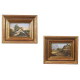 Vintage J. A. Hofbans, 1824, Pair Gouache Landscapes
