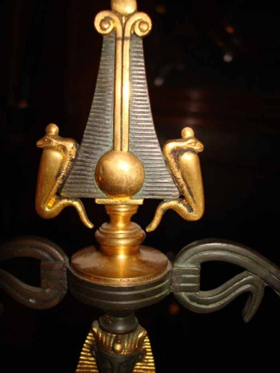 19th Century Exotic PAIR  Egyptian Revival Candlesticks.  French Circa 1880