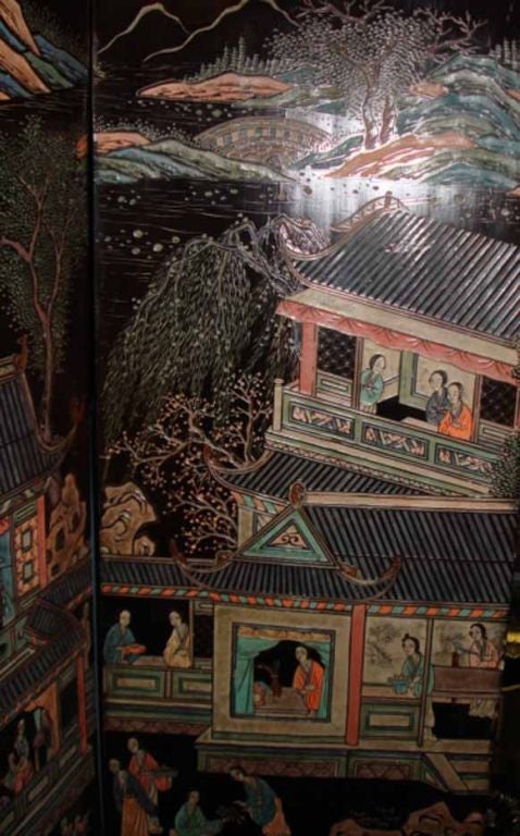 19th Century Chinese 19th C Corromandel 8 Fold Screen
