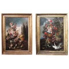 Pair of Floral Still Lifes After Nicola Casissa, Italian 18th Century