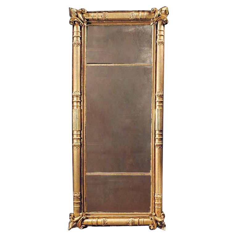Dignified American Empire Giltwood Overmantel Mirror, circa 1825