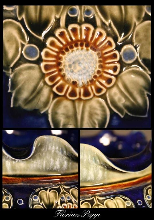Ceramic Pretty Doulton Lambeth Flowered Jardinere ca. 1885