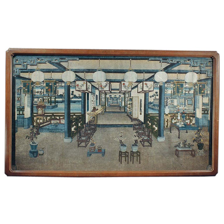 Chinese Gouche Interior Scene, 19th C