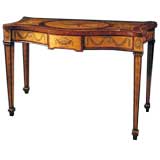 George III Style Marquetry Inlaid Serpentine Console.