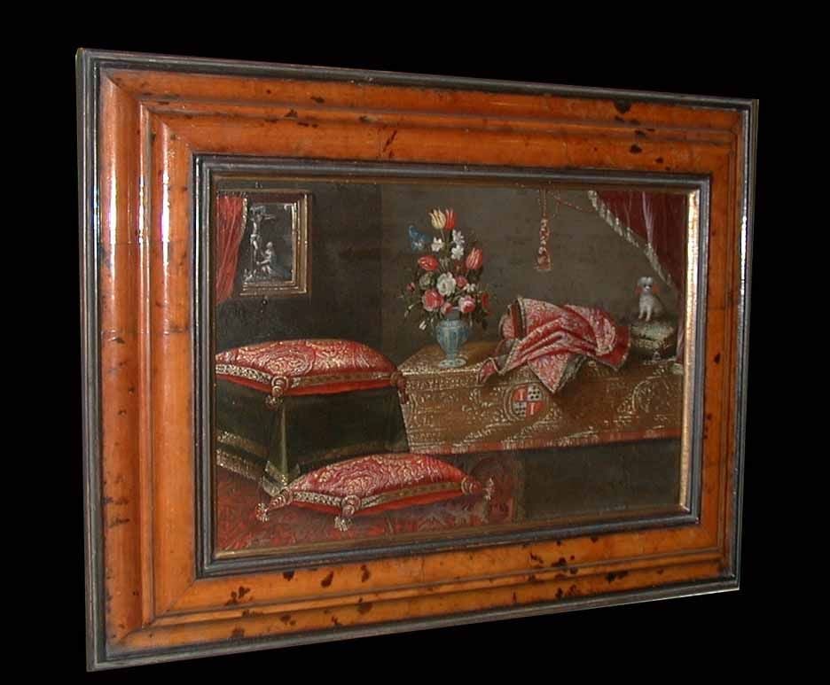 Baroque Pair of Still Life Oil on Panel Paintings after Fiorananti, Late 17th Century For Sale