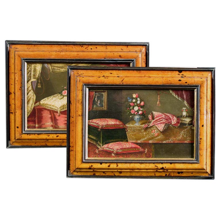 Pair of Still Life Oil on Panel Paintings after Fiorananti, Late 17th Century For Sale