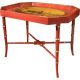 Decorative Red Tole "Train" Tray Table, American Mid 19th C