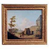 Picturesque Landscape with Ruin Painting, Signed Vermeersch, Belgian circa 1830