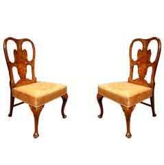 Pair of Queen Anne Walnut Side Chairs. Circa 1710
