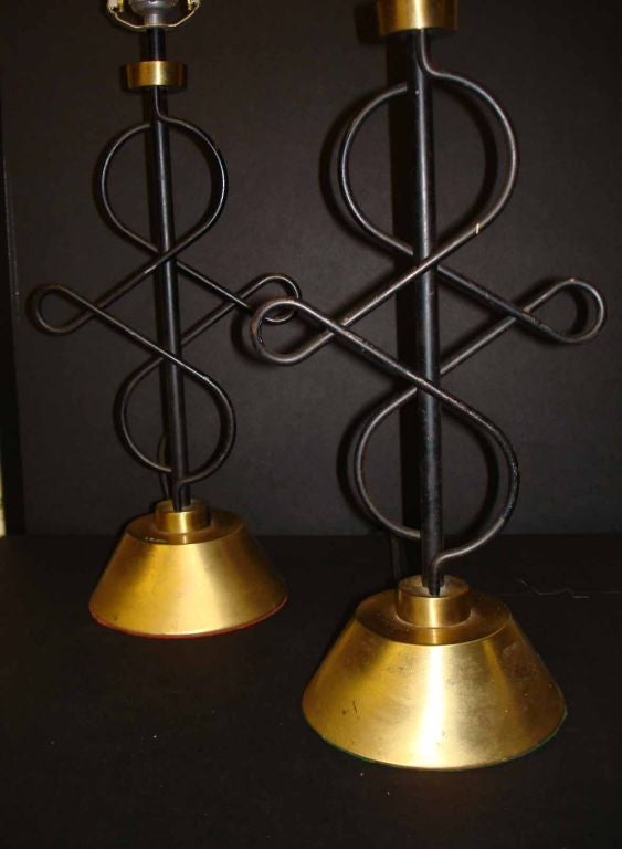 Pair of French Mid-Century Modern Helix Form Lamps after Andrée Putman