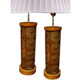 PAIR 50's Engraved Copper Lamps.