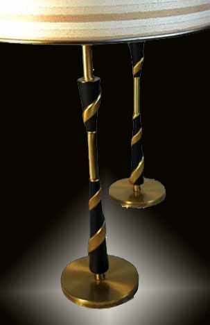 PAIR 50's "Parzinger" style brass spiral lamps.