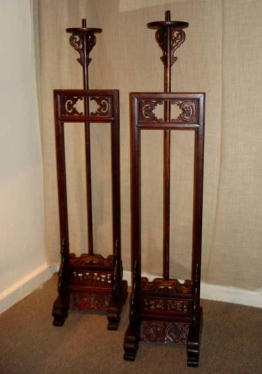 PAIR Chinese Standing Candle Stands. Early 19th C