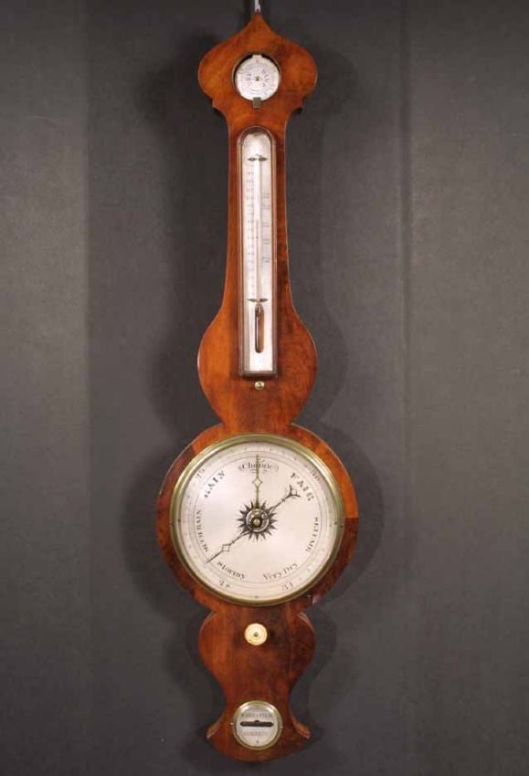 British Fine Regency Mahogany Wheel Barometer, circa 1810