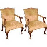 PAIR George III Style Gainsborough Chairs. 19th century