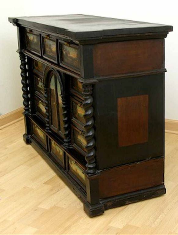 18th Century and Earlier Flemish Painted Chest, Circa 17th Century