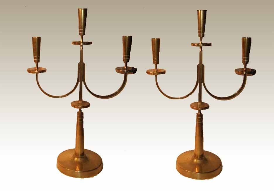 PAIR Brass 3 Arm Candelabra. C1950