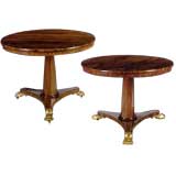 PAIR Similar Brass Inlaid Rosewood Tables. 19th Cent.