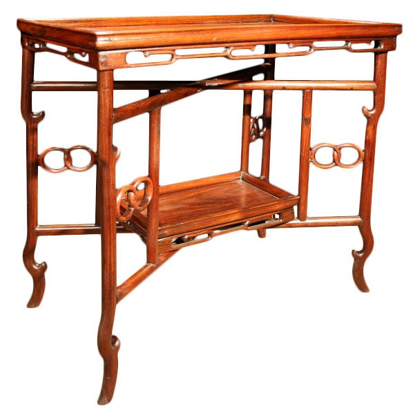 Qing Dynasty Chinese Huanghuali Two-Tier Occasional Table. 19th Century