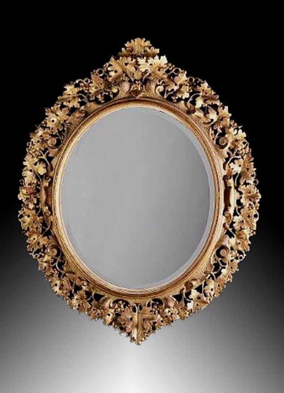 Florentine Gilt Carved Oval Mirror. 19th C