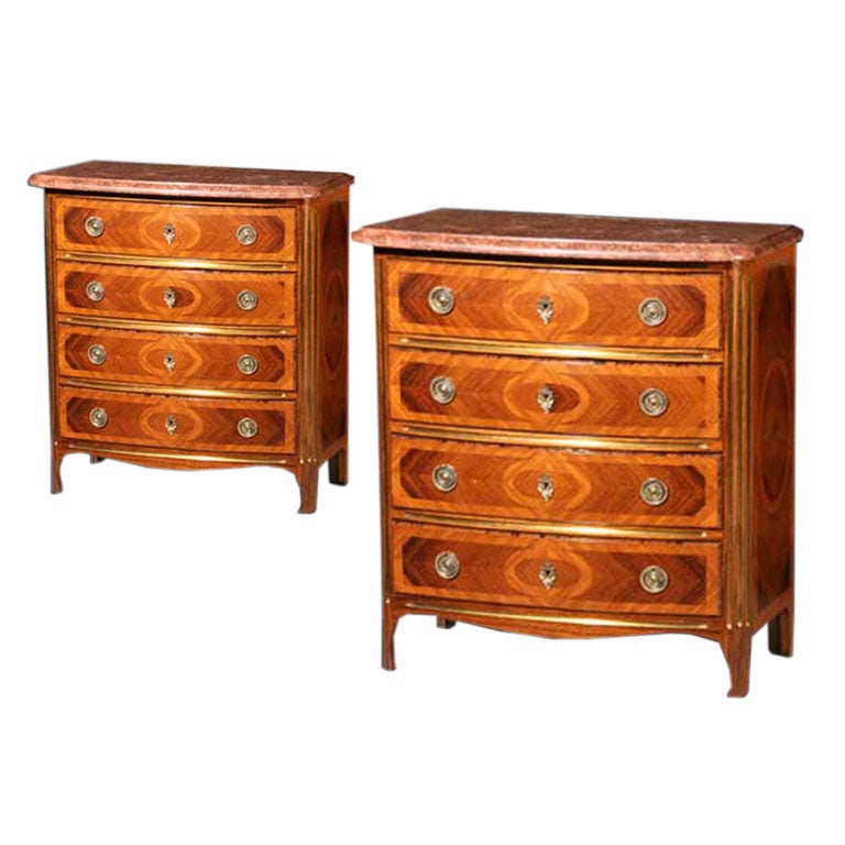 PAIR Regence Inspired Brass Mounted Parquetry Chests
