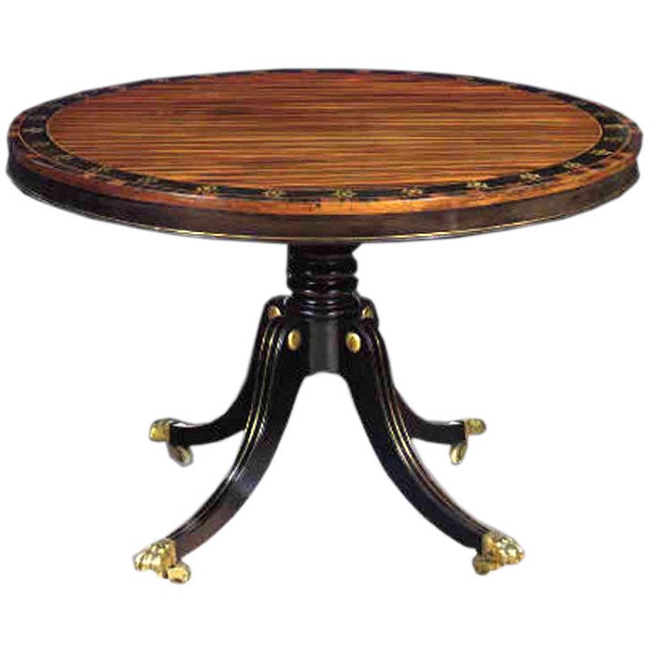 Regency Brass-Inlaid Calamander Center Table. C1805