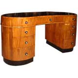 Art Deco Walnut Kidney Shaped Desk. C 1930's