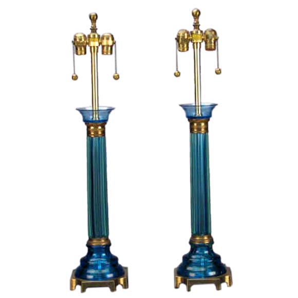 Pair Murano Art Glass Lamps . C 1960's