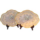 PAIR of Armorial Chamberlain's Worcester Scalloped Lozenges