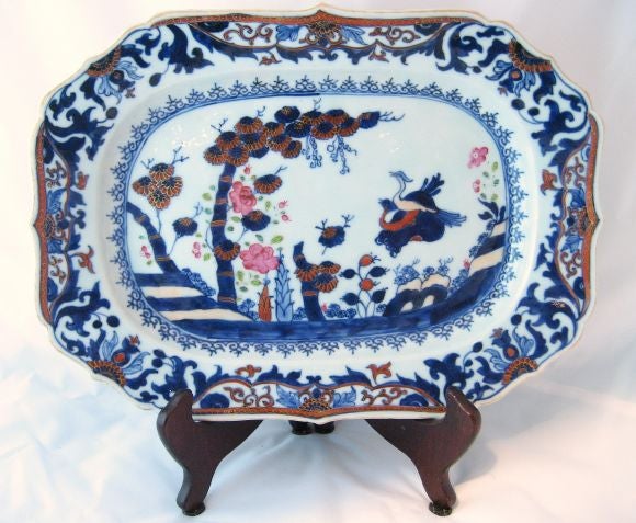 PAIR of Chen Lung Export Blue & White "Silverform" Platters