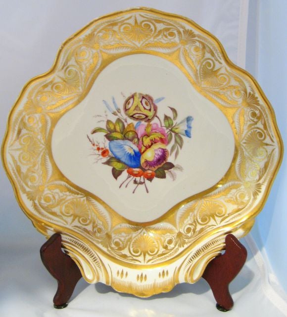PAIR of Derby Botanical Dishes in Shell Form , c. 1815