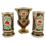 Antique TRIO of Gorgeous Spode Vases, c. 1820